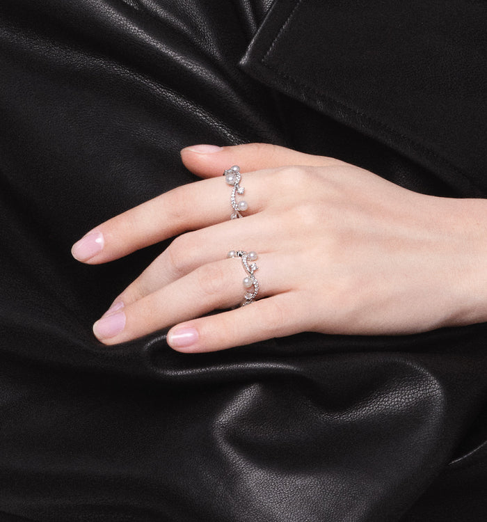 Apm Monaco Bague Fleurs Avec Perles