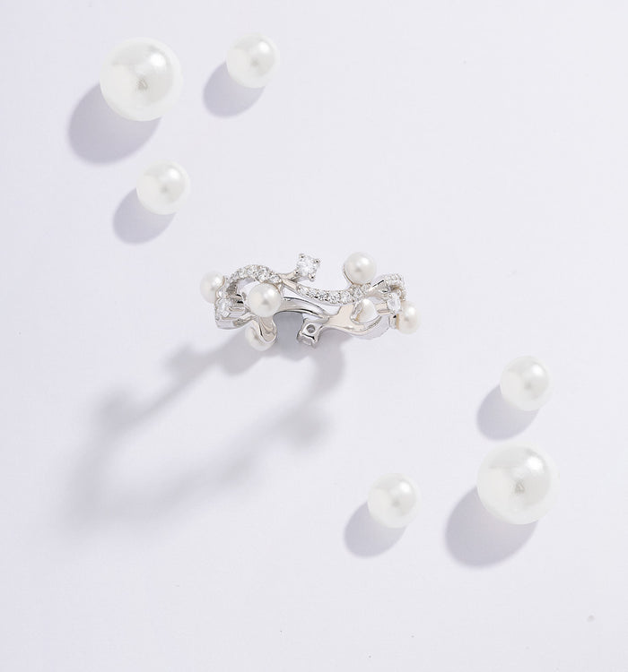 Apm Monaco Bague Fleurs Avec Perles