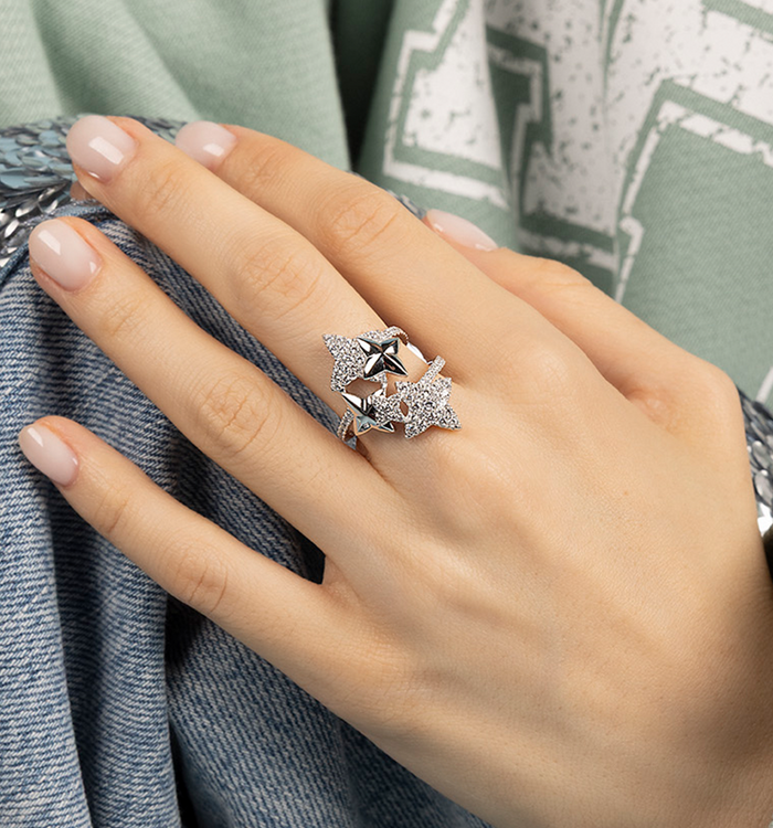 Apm Monaco Bague Météorites Argent