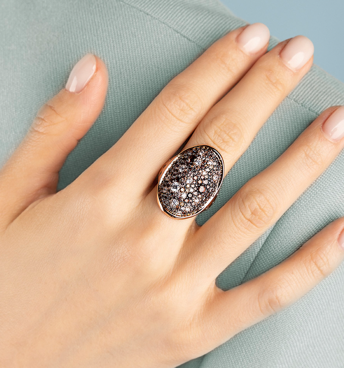 Apm Monaco Bague Ovale Chocolat