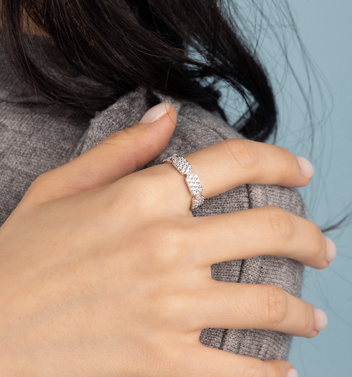 Apm Monaco Bague Pavé Argent