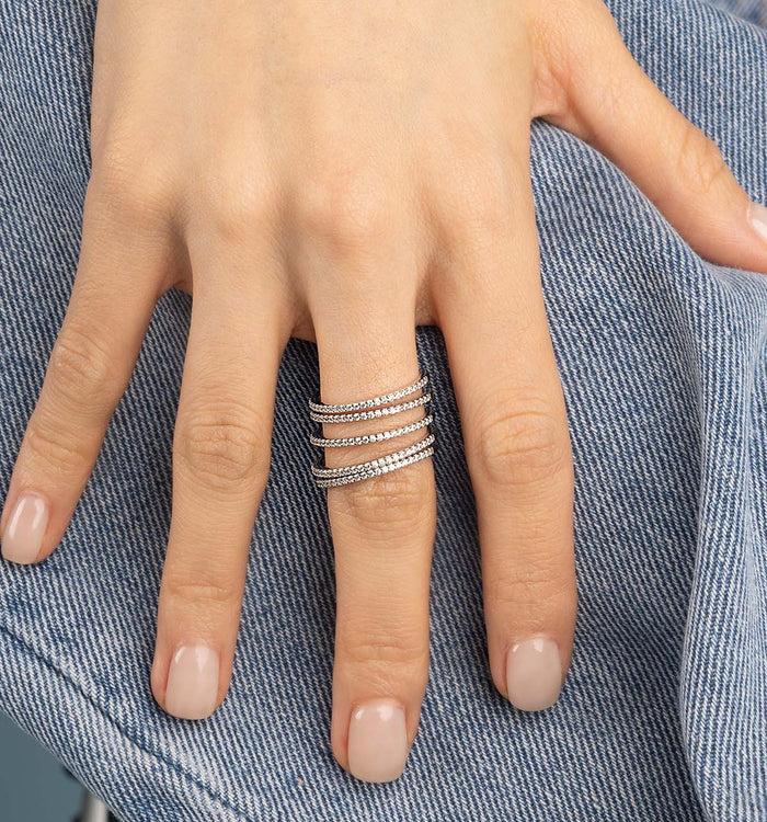 Apm Monaco Bague Pavé Linéaire