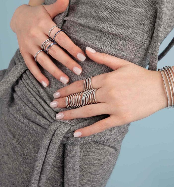 Apm Monaco Bague Pavé Linéaire Aqua