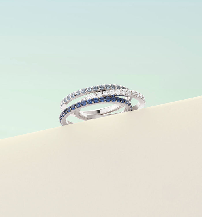 Apm Monaco Bague Pavé Linéaire Bleue