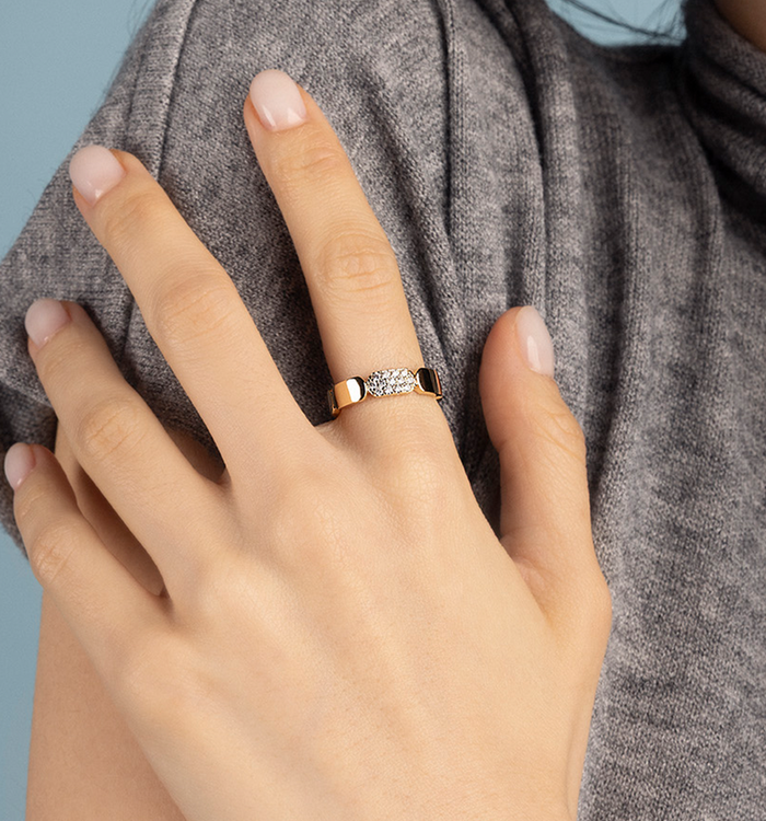 Apm Monaco Bague Pavé Or Jaune