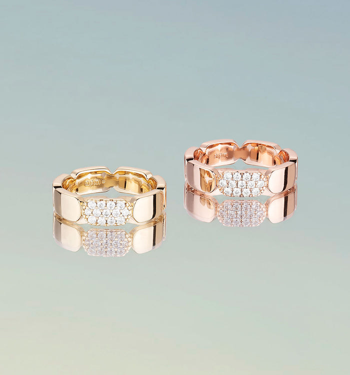 Apm Monaco Bague Pavé Or Jaune