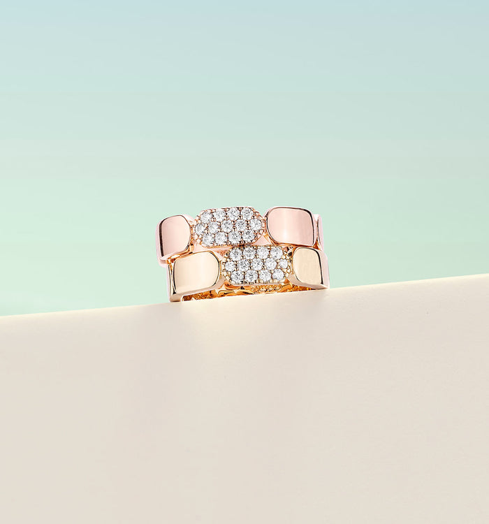 Apm Monaco Bague Pavé Or Rose
