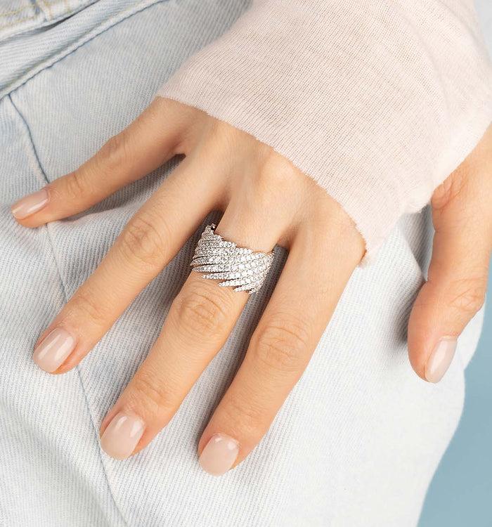 Apm Monaco Bague Pavé Palmier