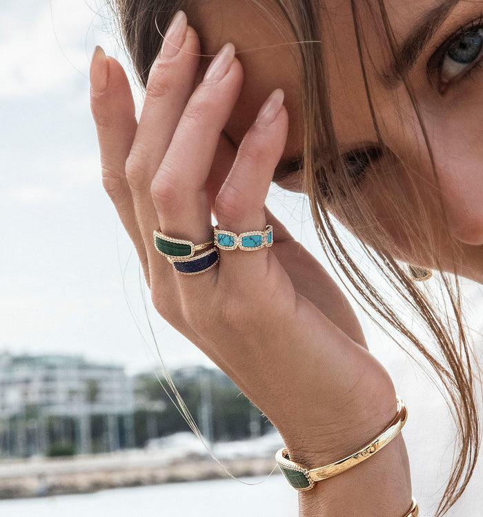 Apm Monaco Bague Soleil Pavé Plaquée Or 18 Carats