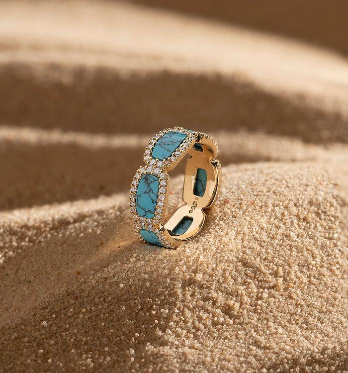 Apm Monaco Bague Soleil Pavé Plaquée Or 18 Carats