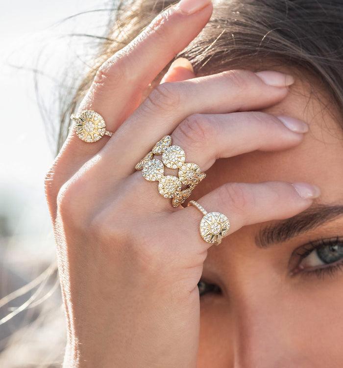 Apm Monaco Bague Soleil Plaquée Or 18 Carats