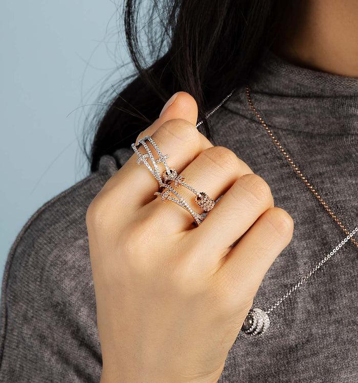 Apm Monaco Bague Triple Avec Anneaux Coulissants