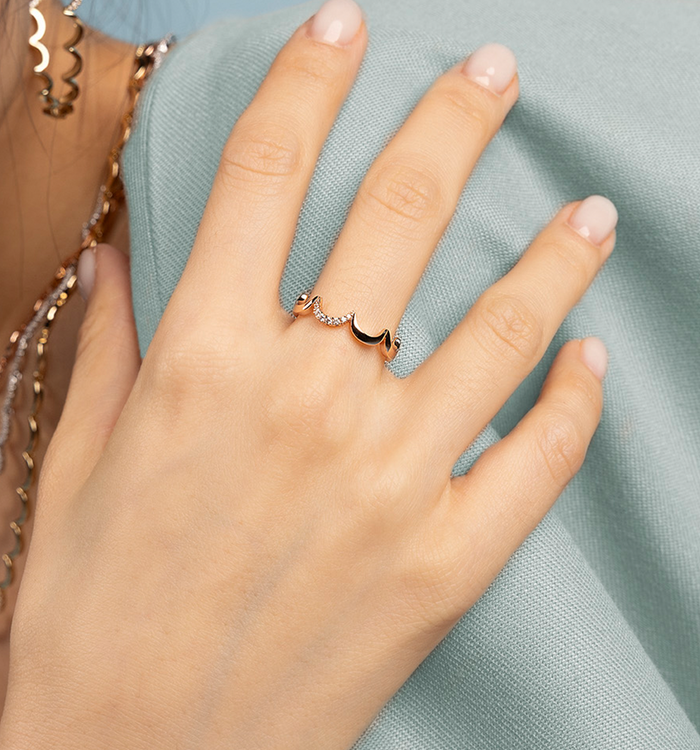 Apm Monaco Bague Wavy Or Rose