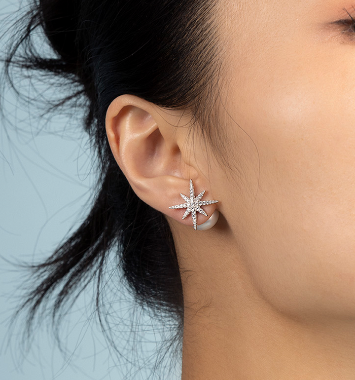 Apm Monaco Boucle D'Oreilles Météorites Avec Perle