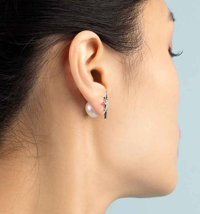 Apm Monaco Boucle D'Oreilles Météorites Avec Perle