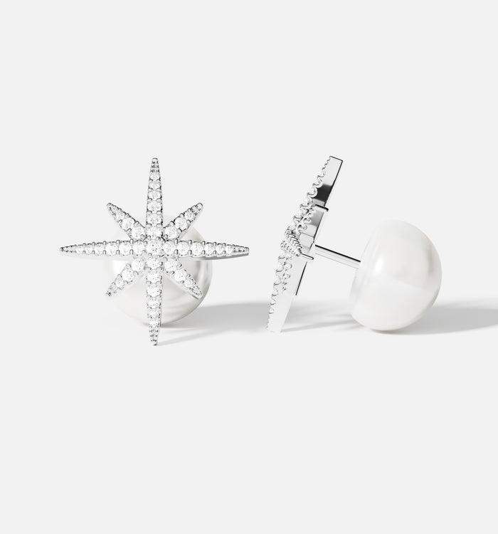 apm monaco Boucle d'Oreilles Météorites avec Perle