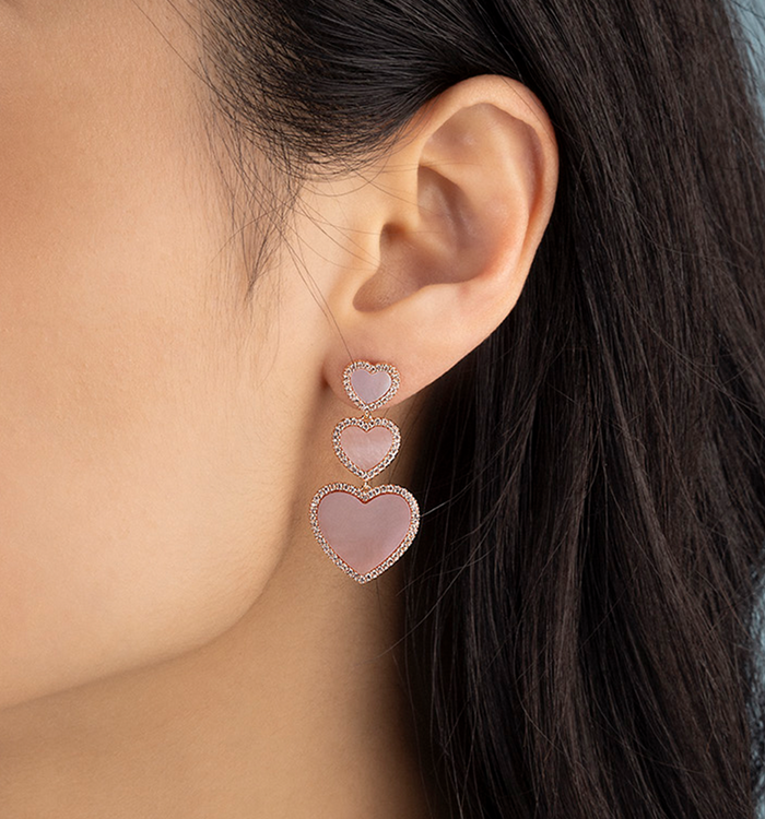 Apm Monaco Boucles D'oreilles Cœur En Nacre Rose