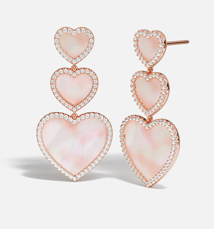 apm monaco Boucles D'oreilles Cœur en Nacre Rose