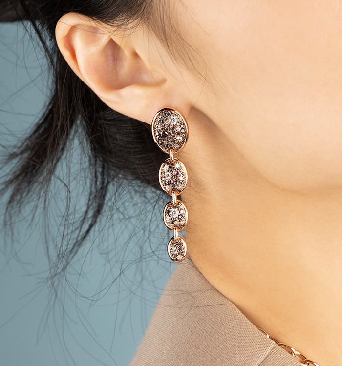 Apm Monaco Boucles D'oreilles Drop Ovales Chocolat