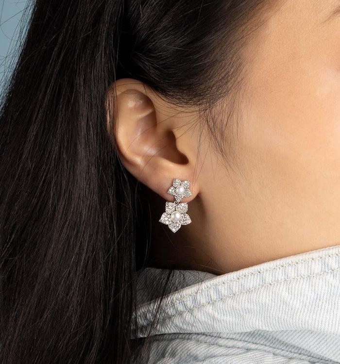 Apm Monaco Boucles D'Oreilles Fleur Avec Perles