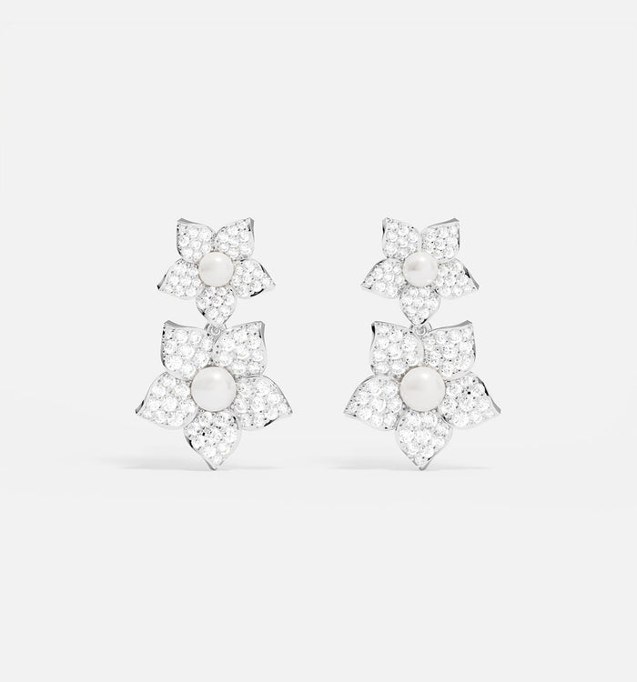 apm monaco Boucles D'Oreilles Fleur Avec Perles