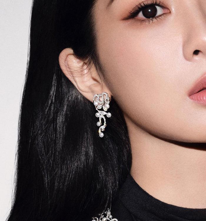 Apm Monaco Boucles D'oreilles Fleurs Avec Perles