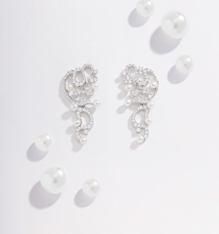 Apm Monaco Boucles D'oreilles Fleurs Avec Perles