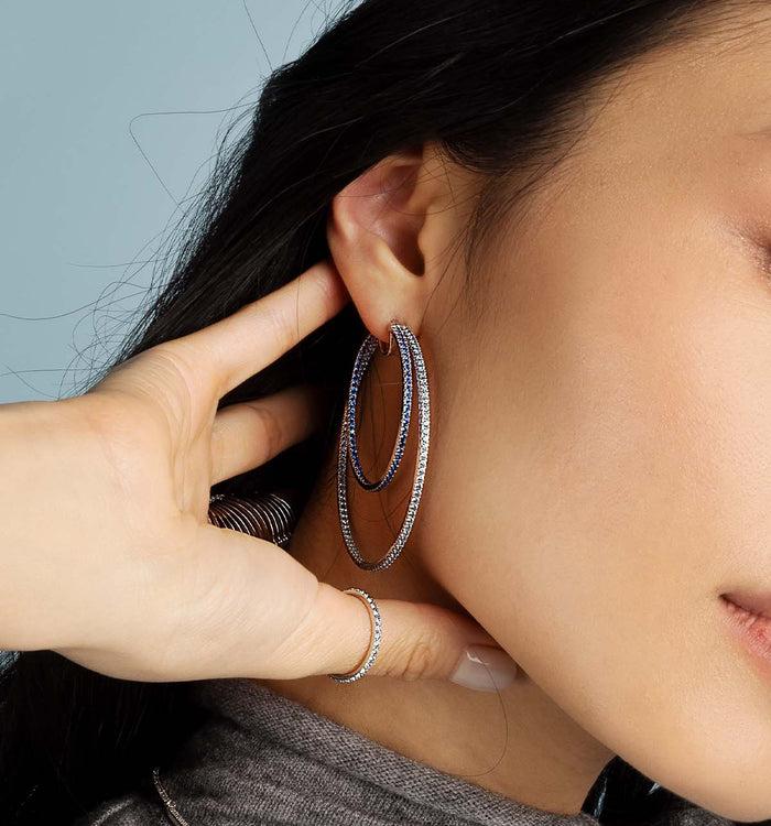 Apm Monaco Boucles D'Oreilles Linéaires Aqua