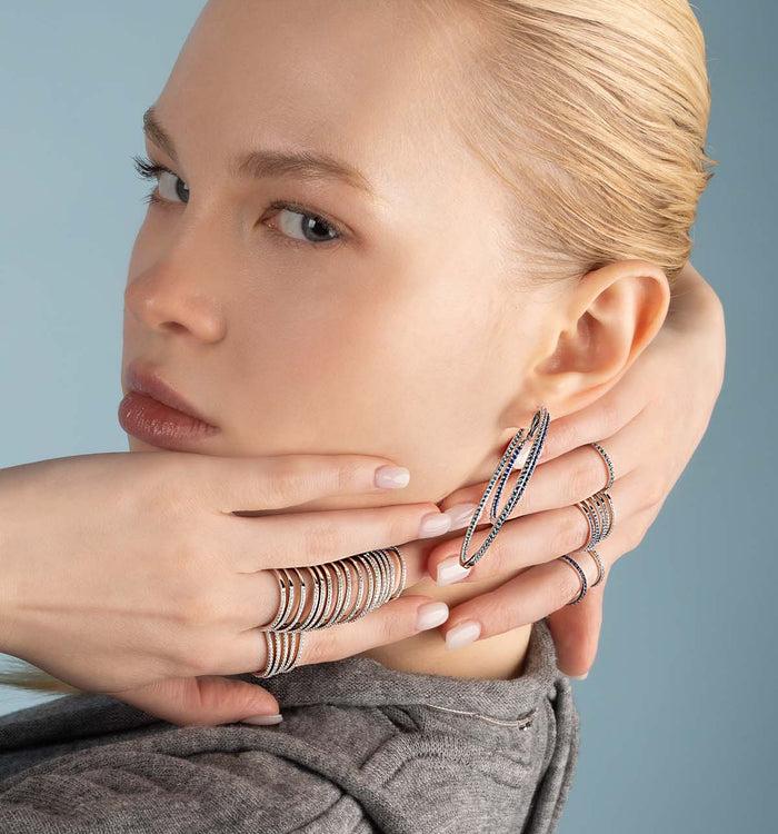 Apm Monaco Boucles D'Oreilles Linéaires Aqua