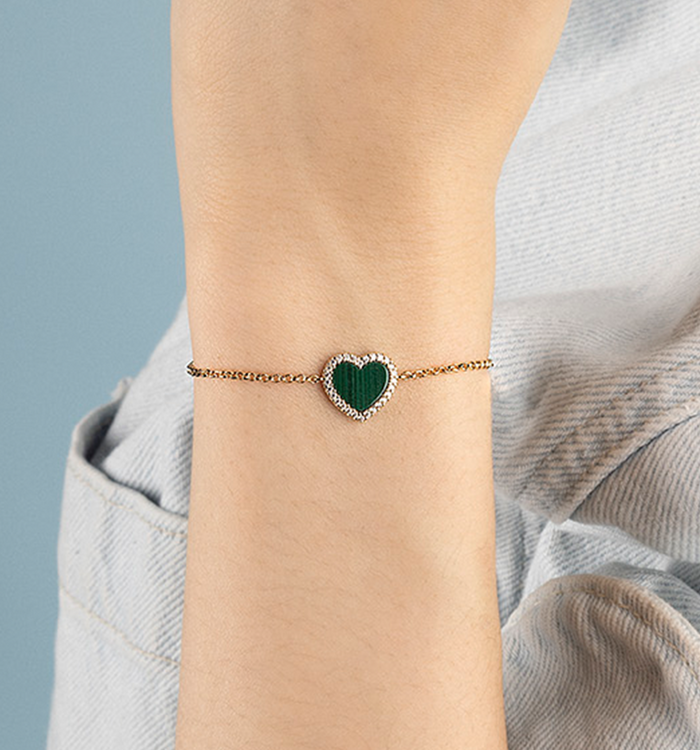 Apm Monaco Bracelet Ajustable Cœur Malachite