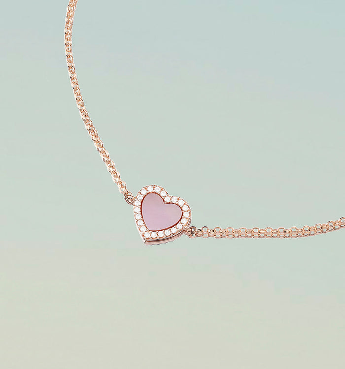 Apm Monaco Bracelet Ajustable Cœur Nacre Rose