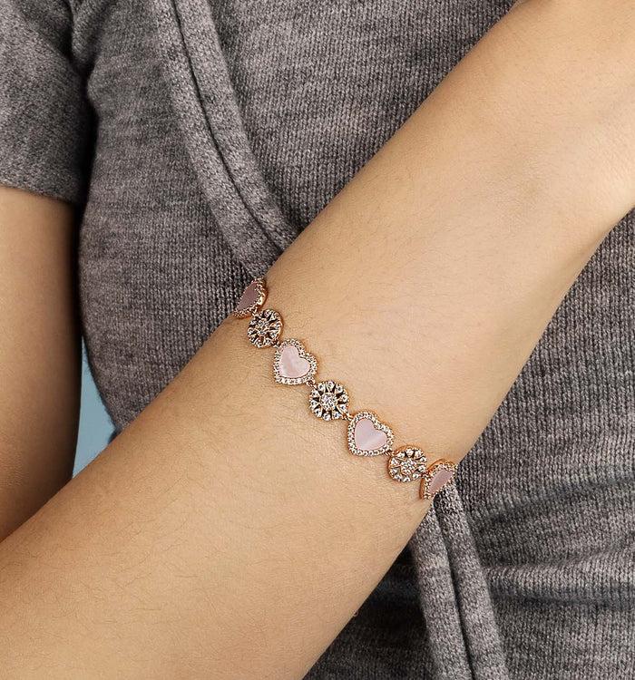 Apm Monaco Bracelet Ajustable Cœurs Nacre Rose