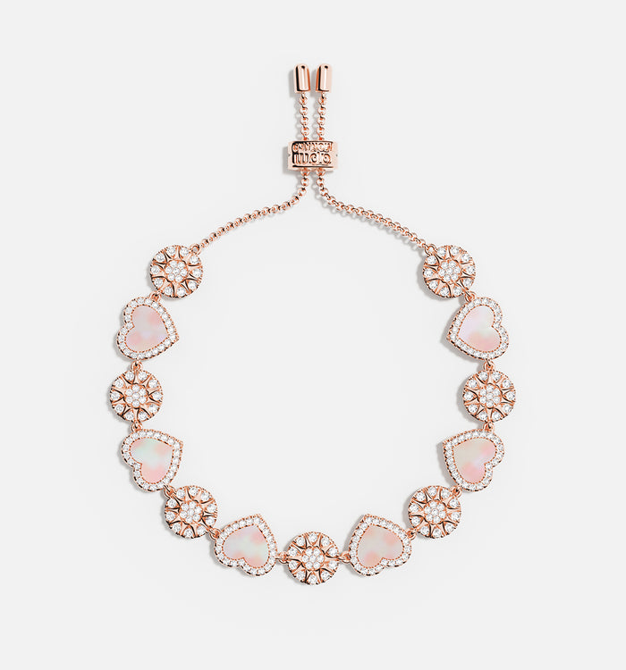 apm monaco Bracelet Ajustable Cœurs Nacre Rose