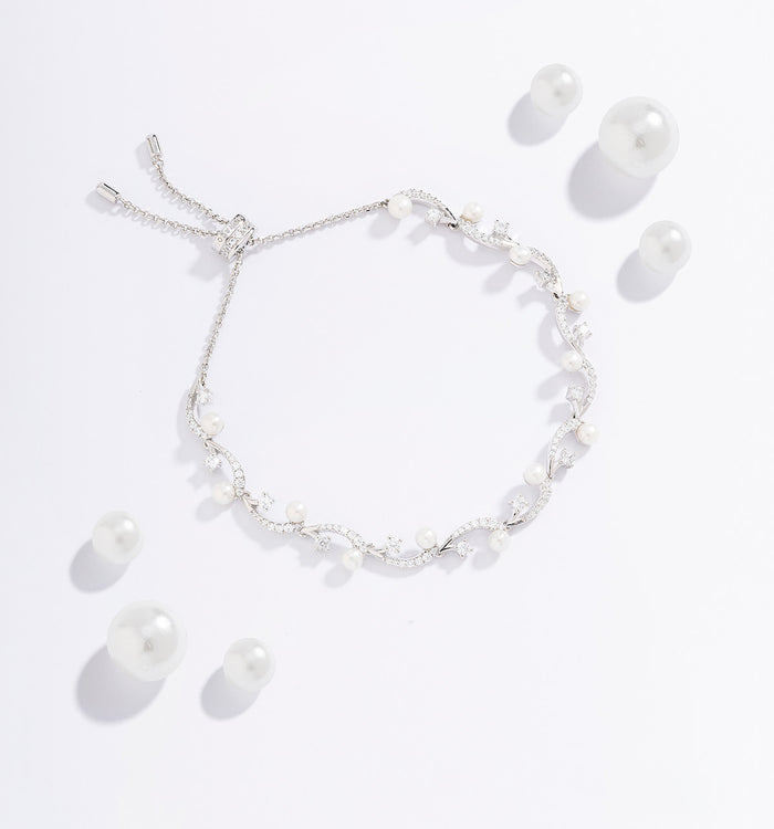 Apm Monaco Bracelet Ajustable Fleurs Avec Perles