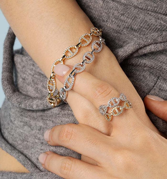 Apm Monaco Bracelet Chaîne Maille Marine