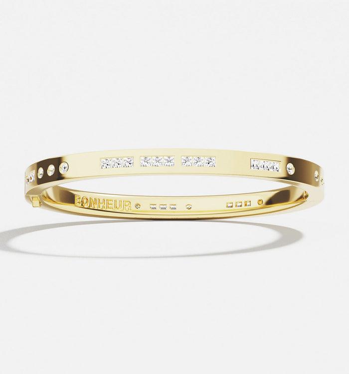 apm monaco Bracelet Jonc Code Morse BONHEUR - Argent