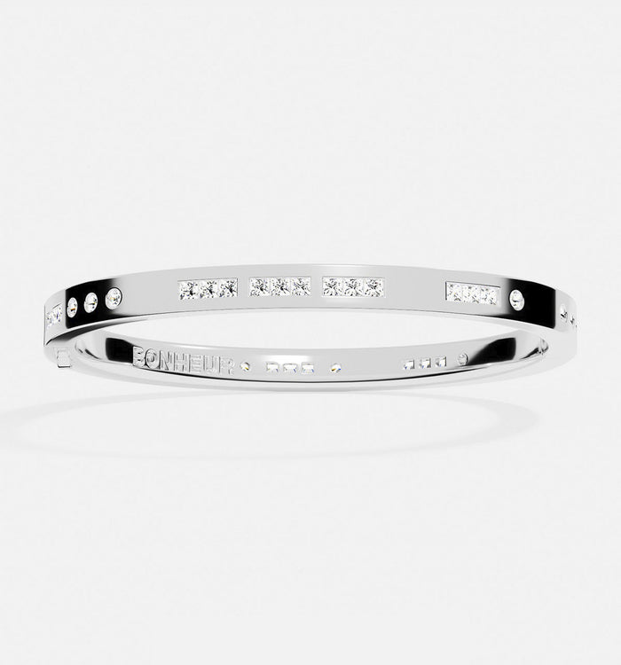 apm monaco Bracelet Jonc Code Morse BONHEUR - Argent