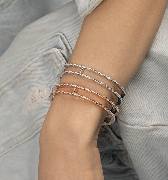 Apm Monaco Bracelet Jonc Double Ligne