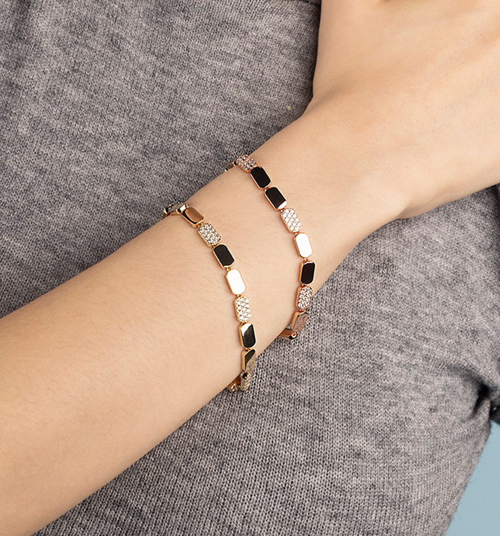 Apm Monaco Bracelet Or Jaune Pavé