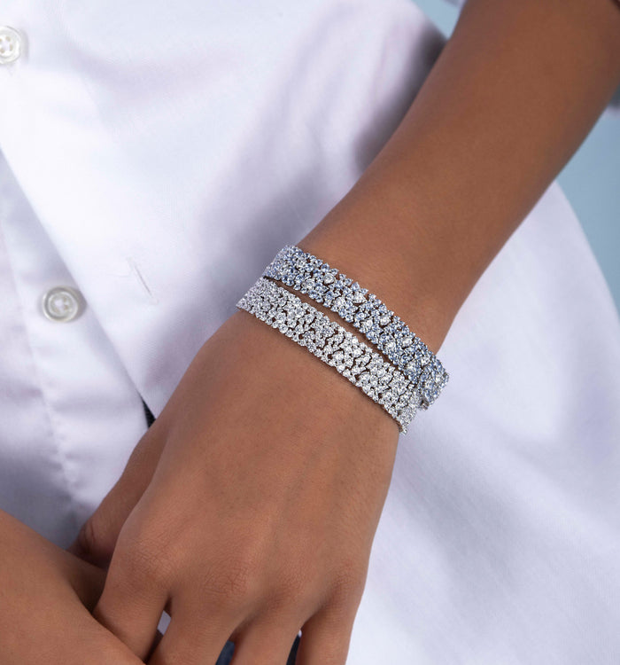 Apm Monaco Bracelet Pavé Blanc Et Bleu Lagon
