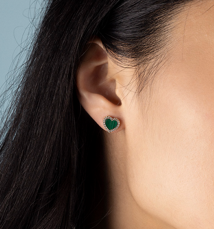 Apm Monaco Clous D'Oreilles Cœur Malachite