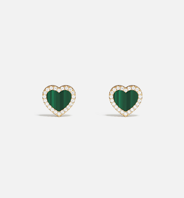 apm monaco Clous d'Oreilles Cœur Malachite