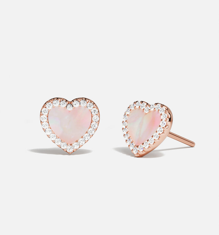 apm monaco Clous d'oreilles Cœur Nacre Rose