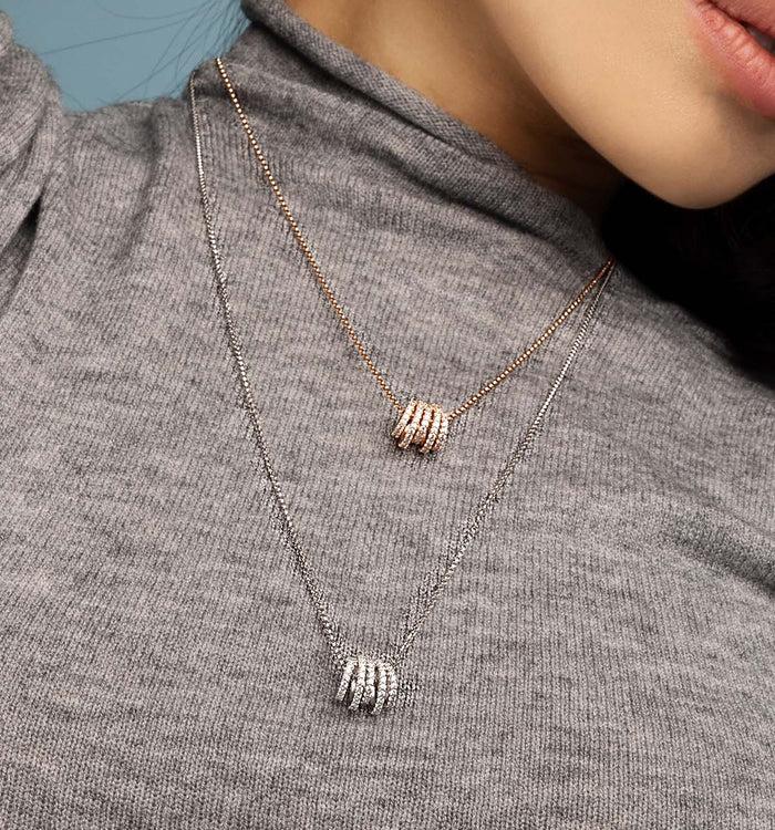 Apm Monaco Collier Ajustable Anneaux Blancs