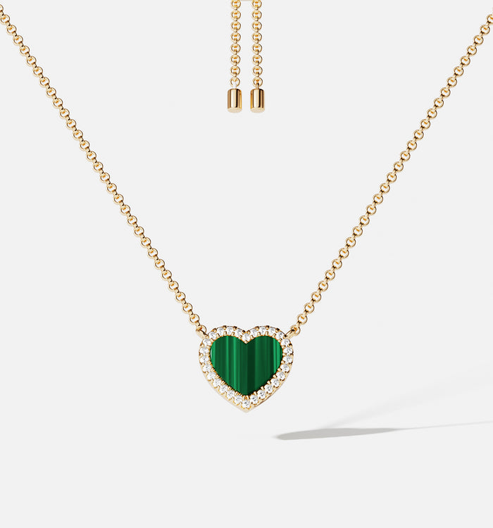 apm monaco Collier Ajustable Cœur Malachite Mini