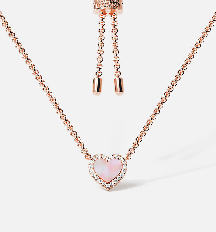 apm monaco Collier Ajustable Cœur Nacre Rose
