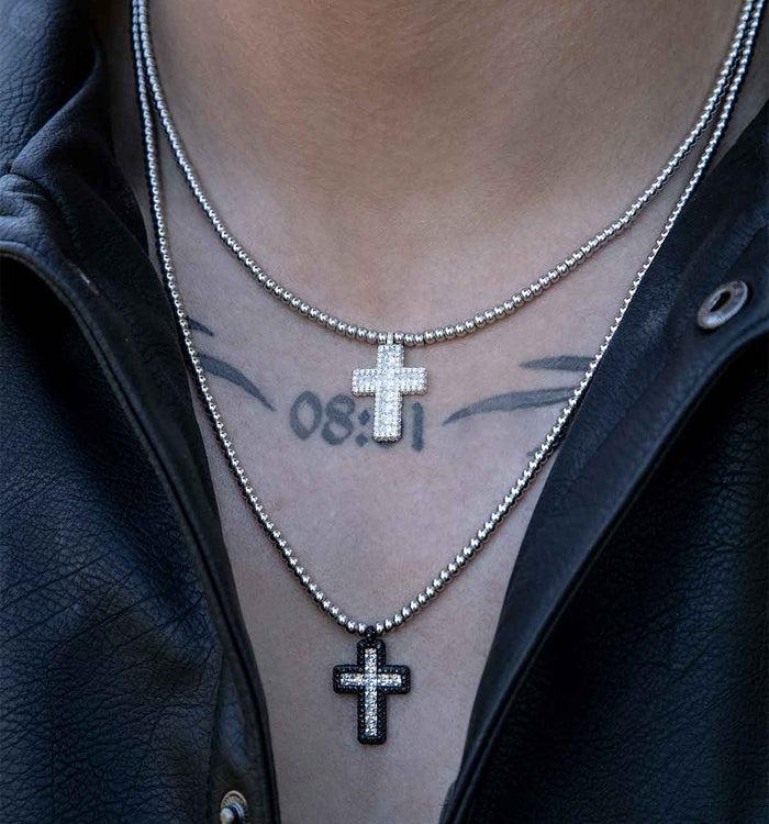 Apm Monaco Collier Ajustable Croix Pavé