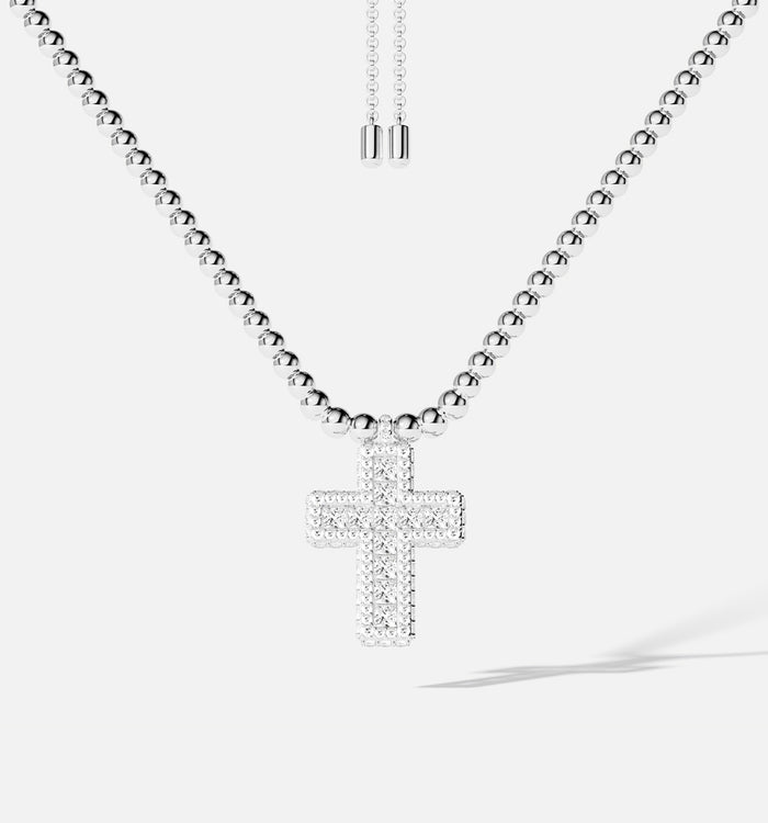 apm monaco Collier Ajustable Croix Pavé