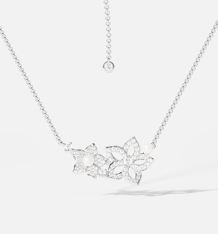 apm monaco Collier Ajustable Fleur Avec Perle