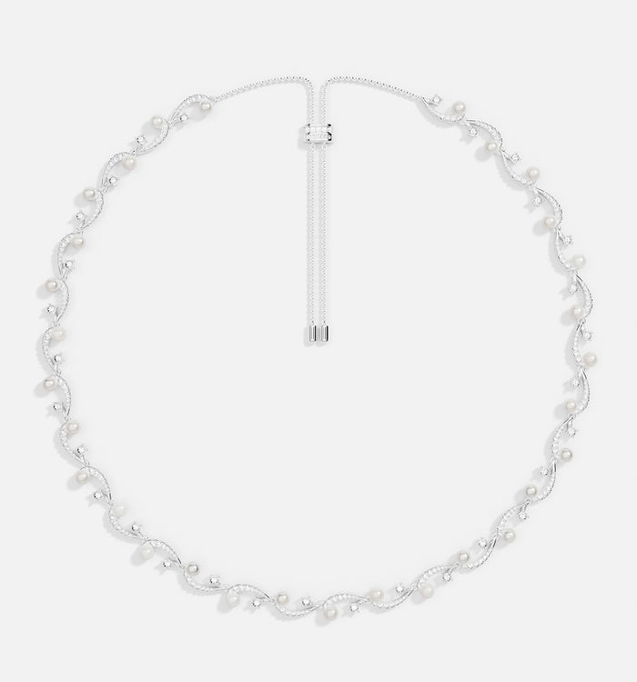 apm monaco Collier Ajustable Fleurs avec perles